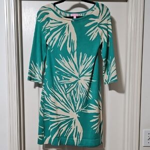 Lilly Pulitzer Green and Cream Patterned Dress Size Medium